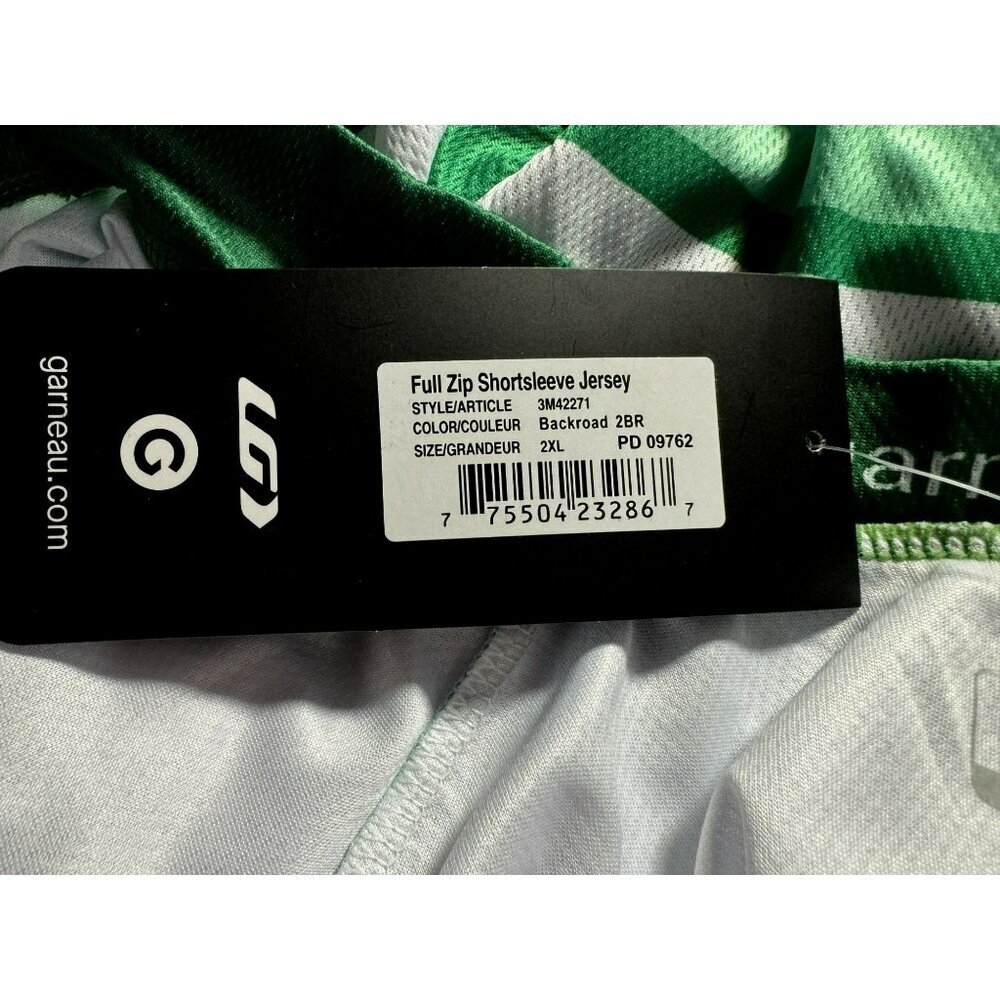 Louis Garneau Mens 2XL Backroads Full Zip Short Sleeve Cycling Jersey Green NEW - Picture 7 of 9